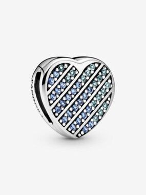 Pandora Blue Pav?? Heart Clip Charm